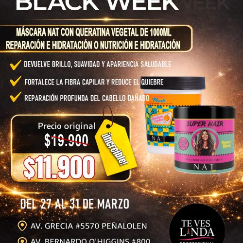 MASCARA NAT CON QUERATINA 1000ML BLACK WEEK