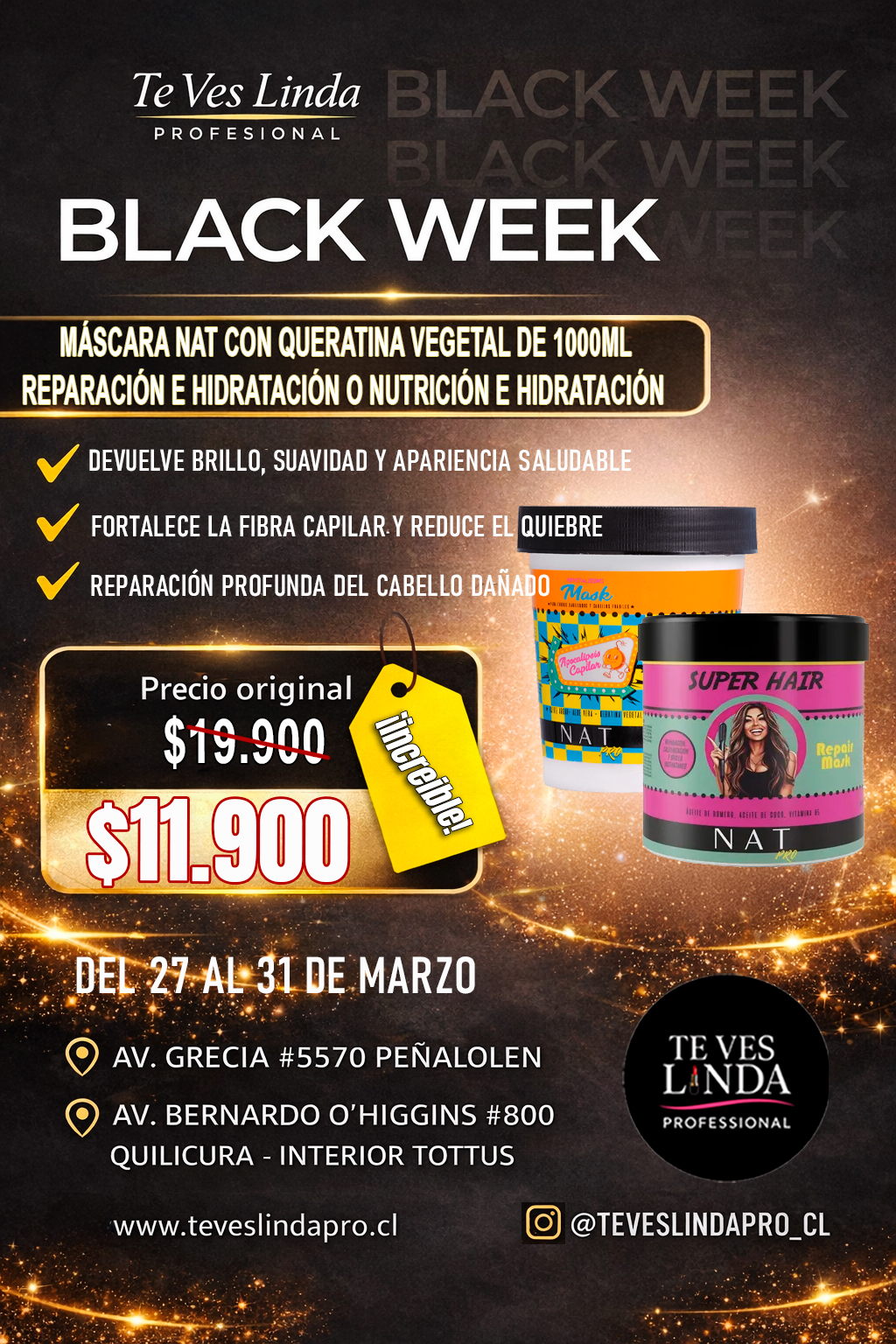 MASCARA NAT CON QUERATINA 1000ML BLACK WEEK